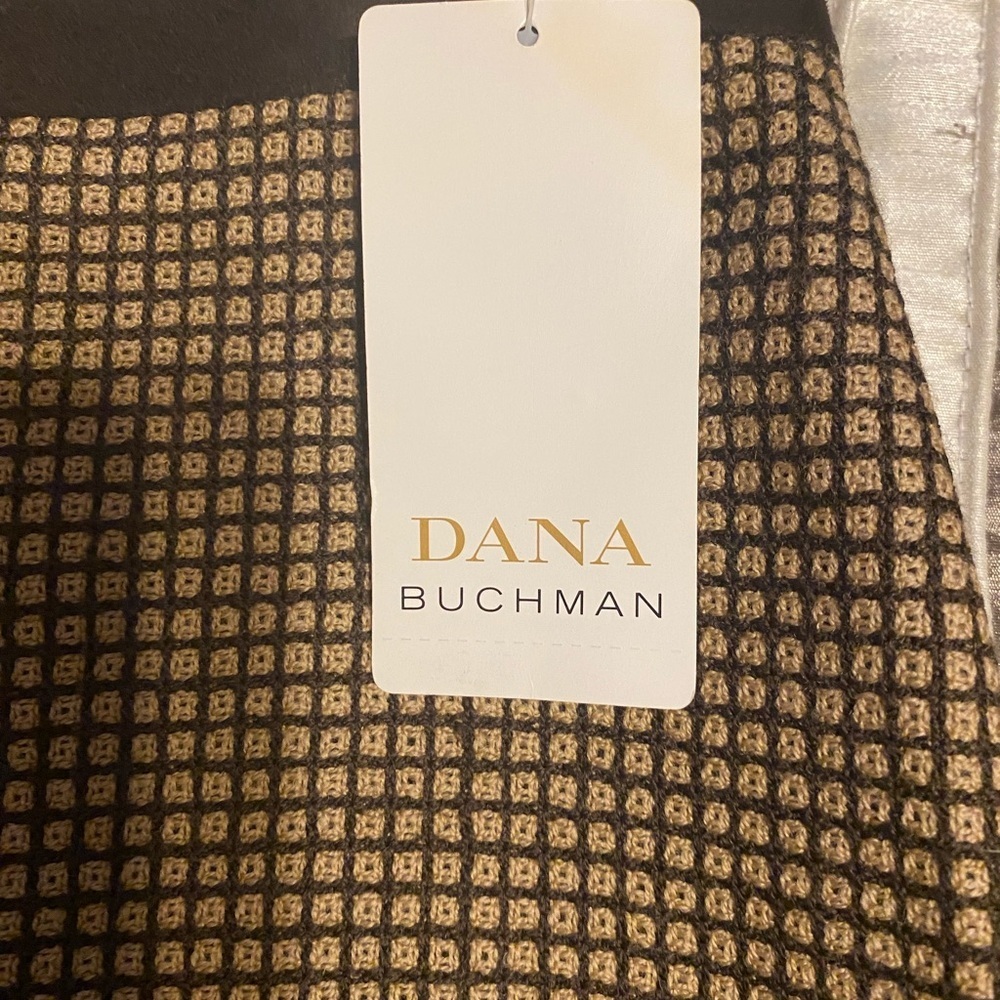 NEW - Dana Buchman Midi Camel/Coffee Wool Skirt with Suede Waist trim detail. - Picture 4 of 5